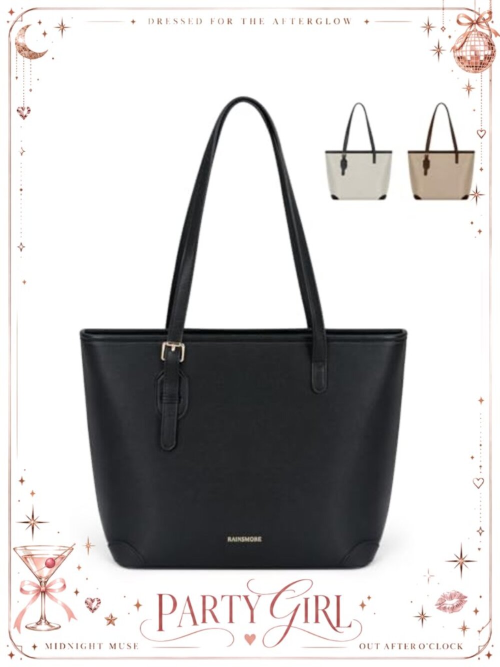 Large PU Leather Tote Bag Waterproof Work Laptop Shoulder Bag